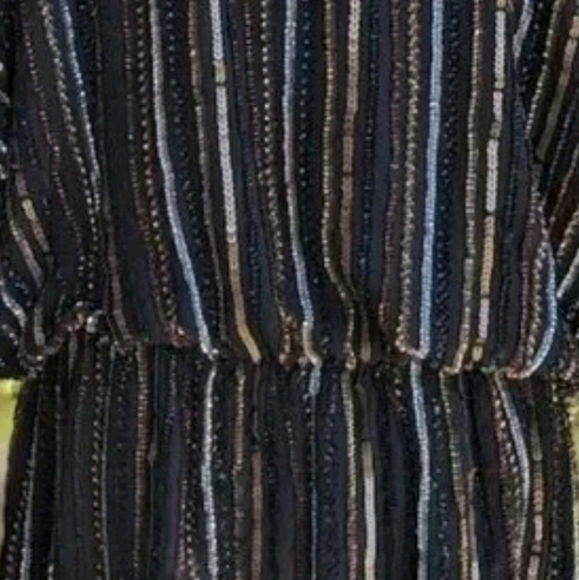 SCALA Vintage Black Metallic Gold Silver Copper Sequins Tunic Mini Dress Size 0 - Picture 14 of 15